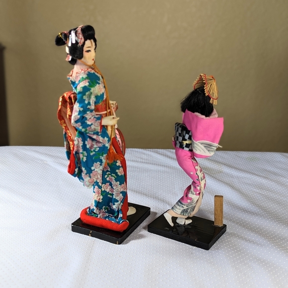 Vintage Japanese Geisha Dolls Sousaku Dancing Set of 2 - Picture 4 of 13